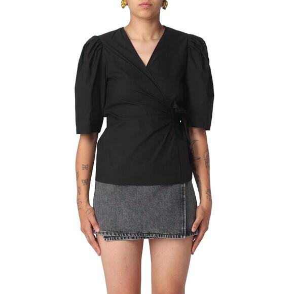 GANNI Tops - NEW GANNI wrap top in black